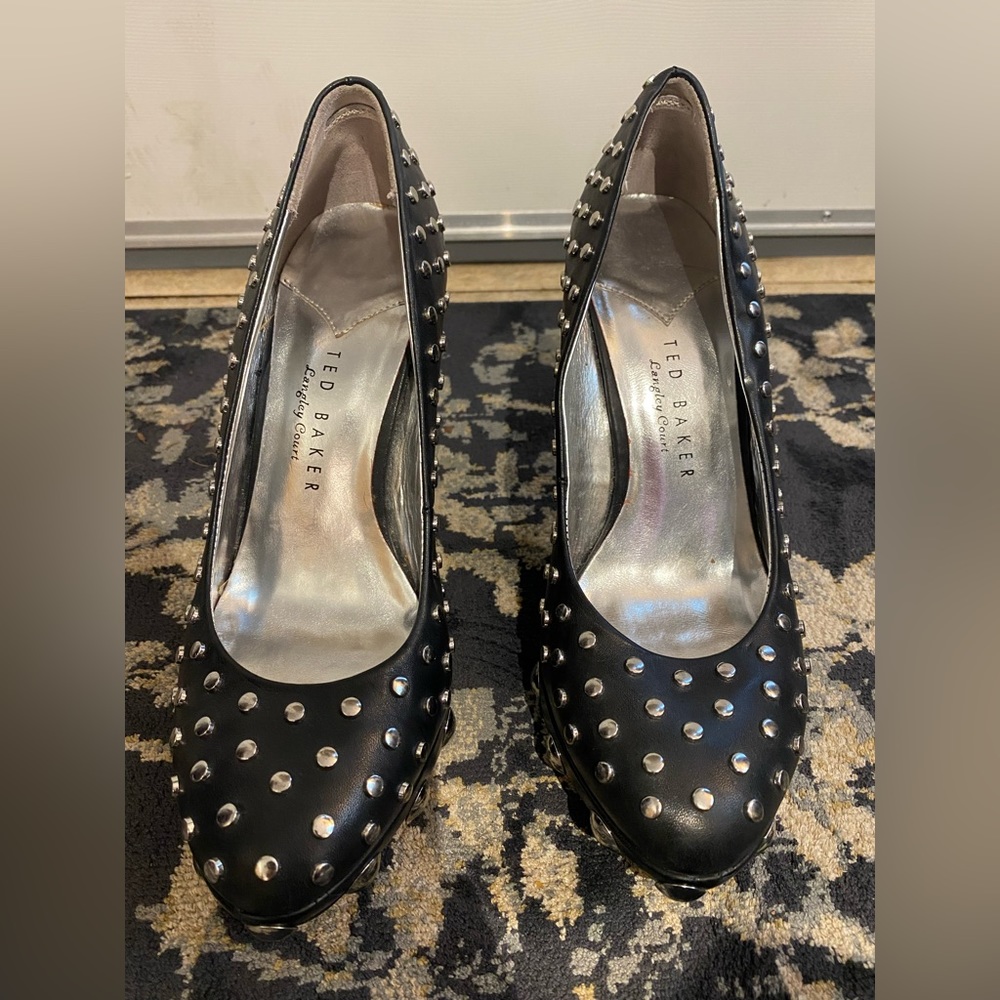 Ted Baker Size 8 Black Studded 4” Heels- gently used, barely worn